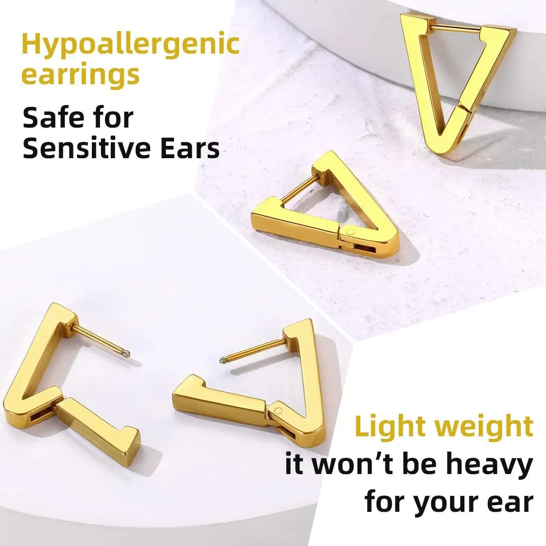 GoldChic Jewelry Mens Earrings Hoop, Surgical Steel Hipster Punk Spike Hoop Huggie Earrings for Men/Women, Hypoallergenic for Sensitive Ears,Gift Box Included