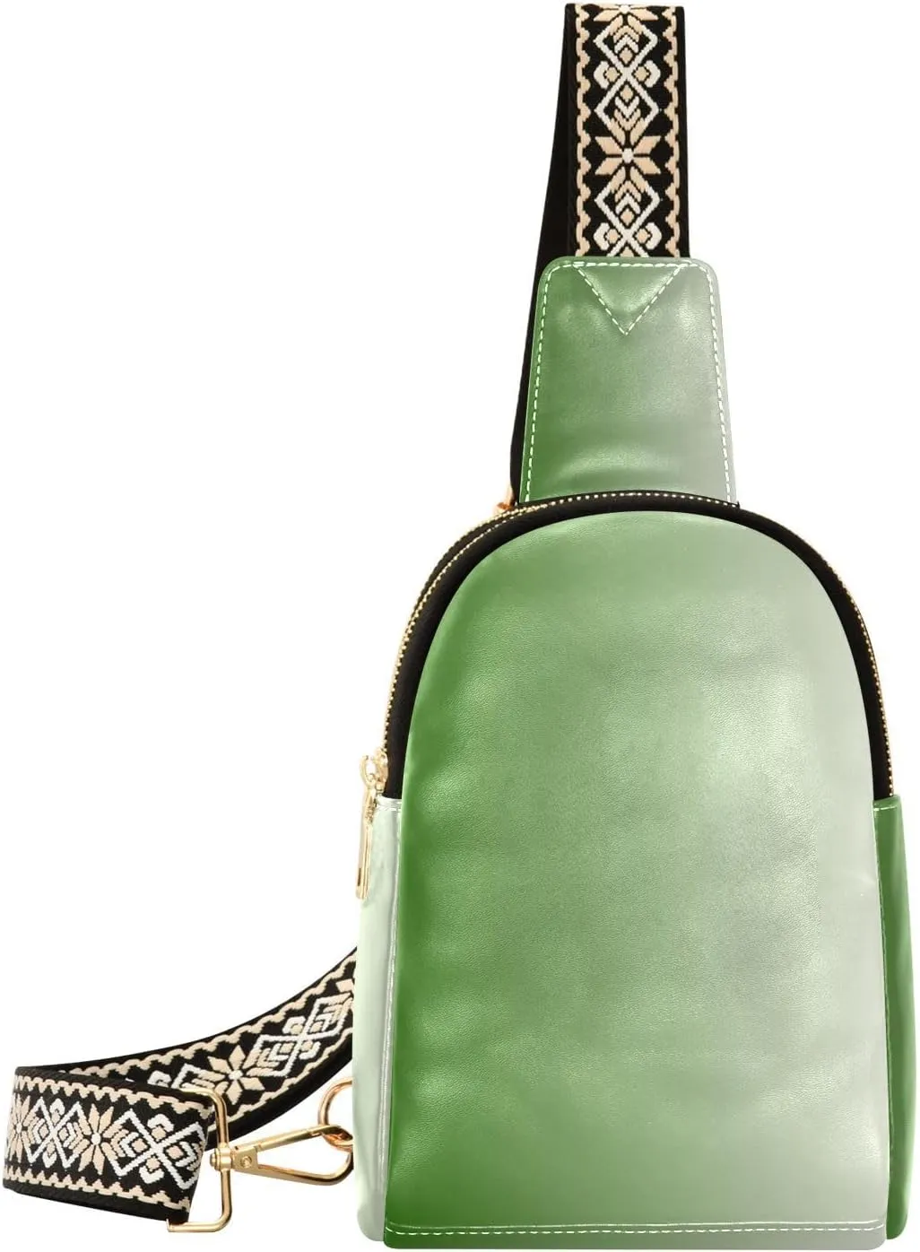 Green Gradient Sling Bag for Women Men Fanny Packs Small Crossbody Bags for Women Leather Crossbody Purse Belt Bag Waterproof Chest Bag for Sports Travel Running Hiking