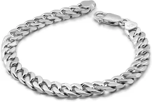 H&Beautimer 925 Sterling Silver Italian Handmade - 0.25-0.5'' Classic Miami Cuban Chain Bracelet For Men - Party Fine Jewelry Original Silver Bracelet 7-10'' Length