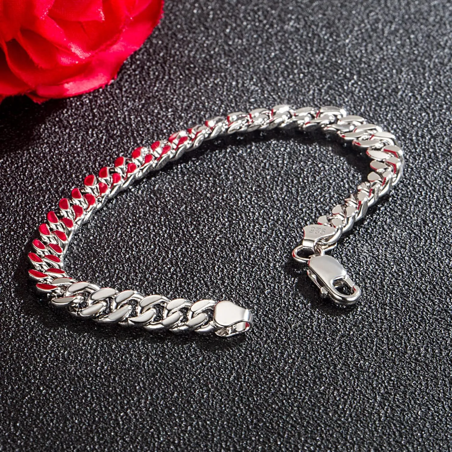 H&Beautimer 925 Sterling Silver Italian Handmade - 0.25-0.5'' Classic Miami Cuban Chain Bracelet For Men - Party Fine Jewelry Original Silver Bracelet 7-10'' Length