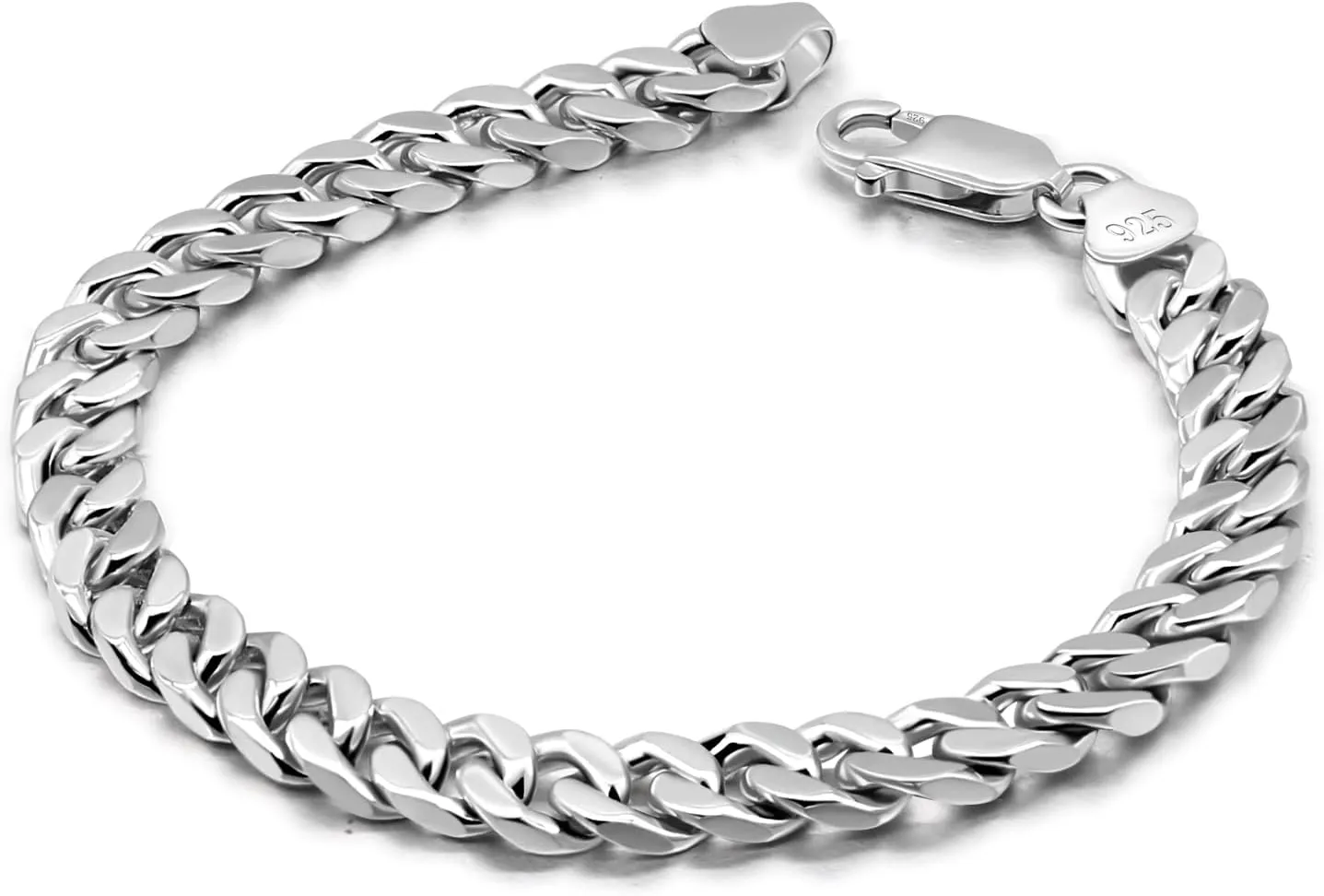 H&Beautimer 925 Sterling Silver Italian Handmade - 0.25-0.5'' Classic Miami Cuban Chain Bracelet For Men - Party Fine Jewelry Original Silver Bracelet 7-10'' Length