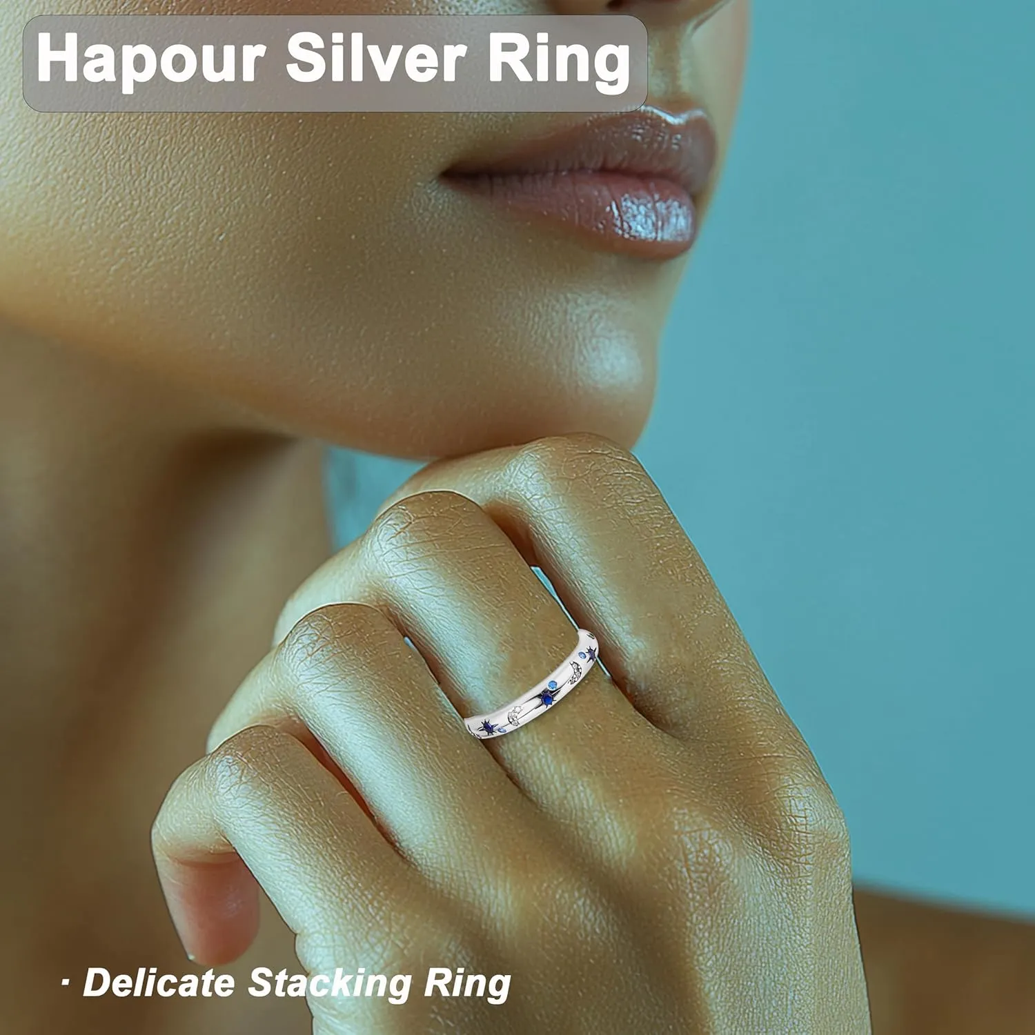 Hapour 925 Sterling Silver Ring for Women,Eternity Gorgeous Rings Stackable Rings for Women as Gifts Ring Size 6-9