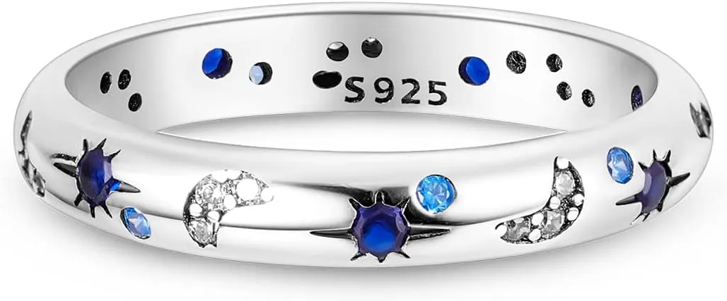 Hapour 925 Sterling Silver Ring for Women,Eternity Gorgeous Rings Stackable Rings for Women as Gifts Ring Size 6-9