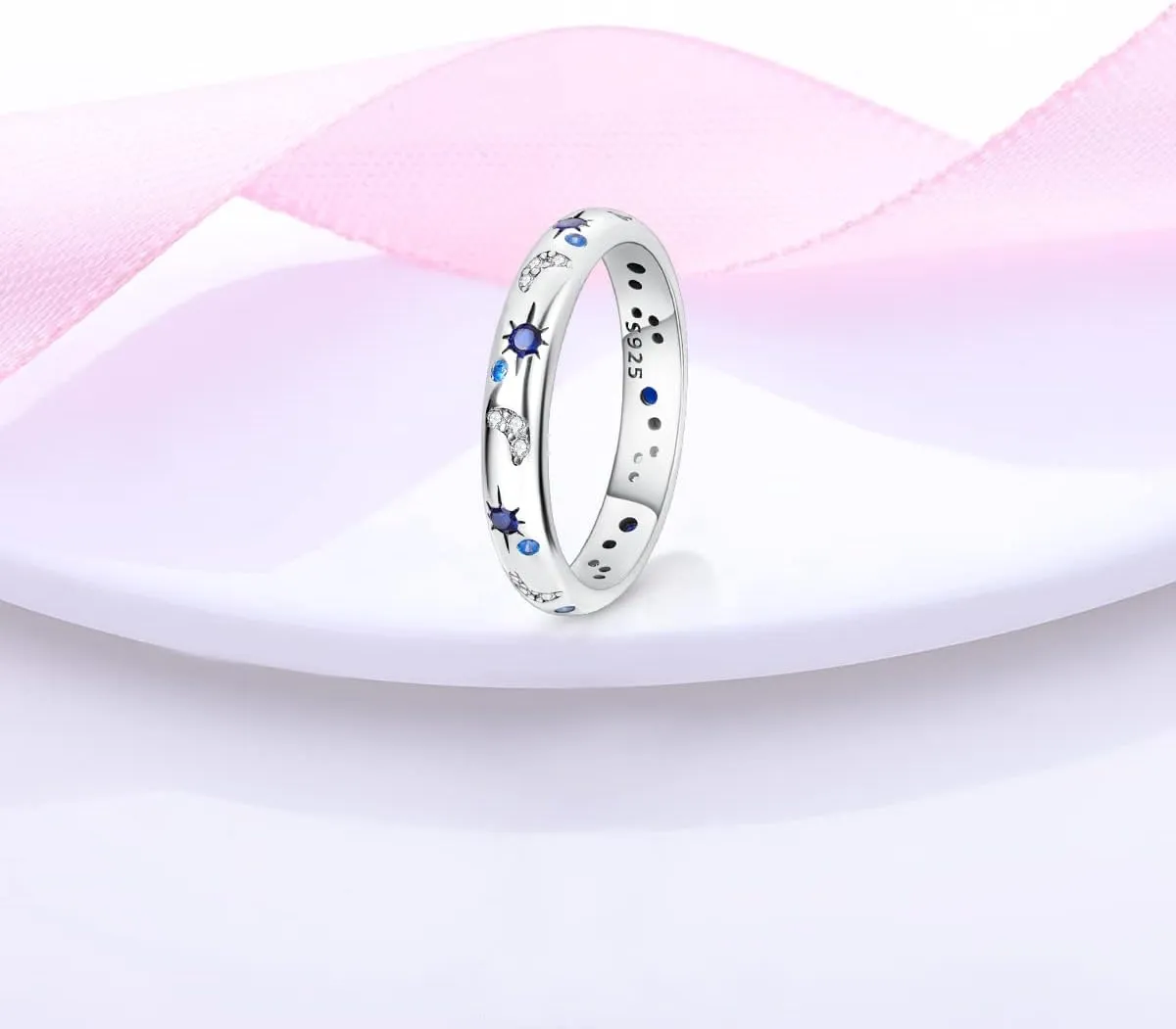 Hapour 925 Sterling Silver Ring for Women,Eternity Gorgeous Rings Stackable Rings for Women as Gifts Ring Size 6-9