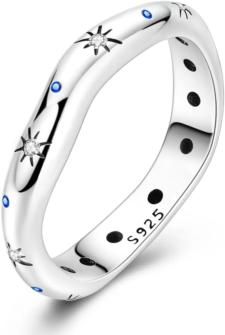 Hapour 925 Sterling Silver Ring for Women,Eternity Gorgeous Rings Stackable Rings for Women as Gifts Ring Size 6-9