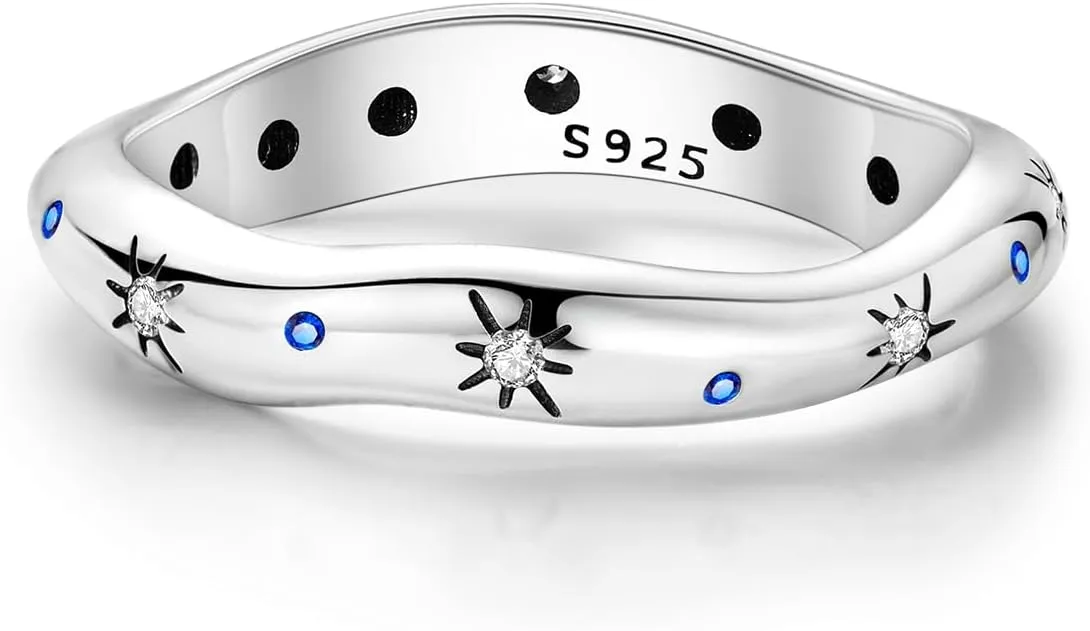 Hapour 925 Sterling Silver Ring for Women,Eternity Gorgeous Rings Stackable Rings for Women as Gifts Ring Size 6-9