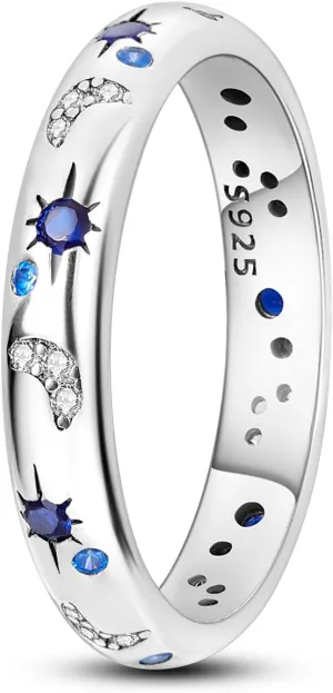 Hapour 925 Sterling Silver Ring for Women,Eternity Gorgeous Rings Stackable Rings for Women as Gifts Ring Size 6-9