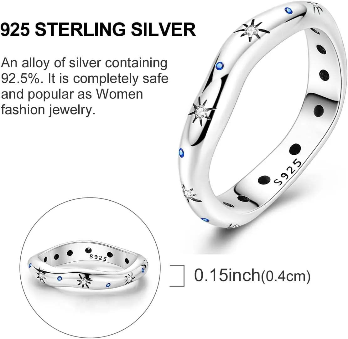 Hapour 925 Sterling Silver Ring for Women,Eternity Gorgeous Rings Stackable Rings for Women as Gifts Ring Size 6-9