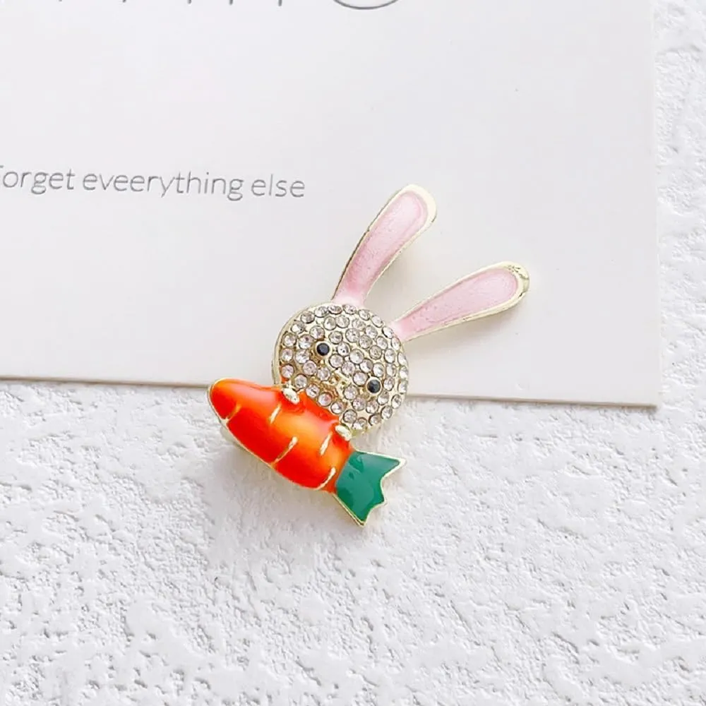 Happy Easter Rabbit Brooch Pins Cute Bunny Brooches Set Easter Spring Holiday Enamel Lapel Pin Rabbit Brooch for Backpack Jacket
