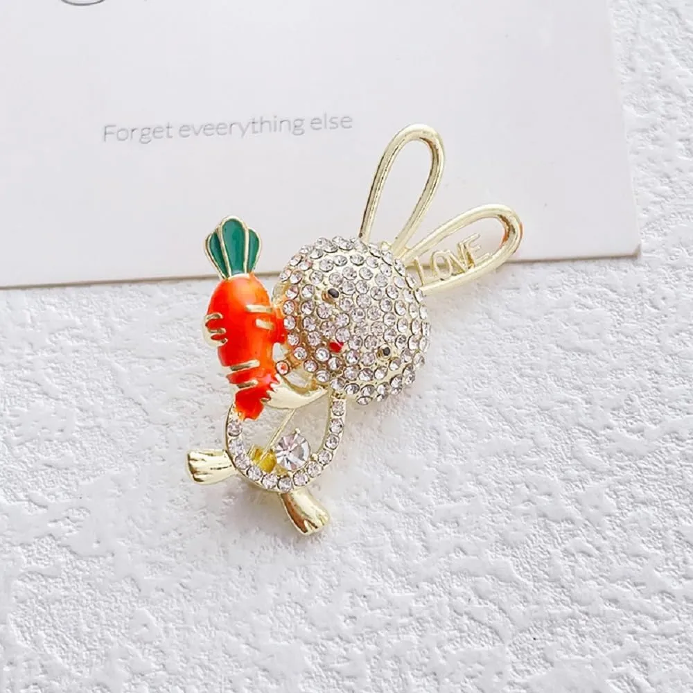 Happy Easter Rabbit Brooch Pins Cute Bunny Brooches Set Easter Spring Holiday Enamel Lapel Pin Rabbit Brooch for Backpack Jacket