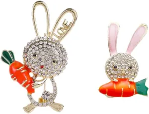 Happy Easter Rabbit Brooch Pins Cute Bunny Brooches Set Easter Spring Holiday Enamel Lapel Pin Rabbit Brooch for Backpack Jacket