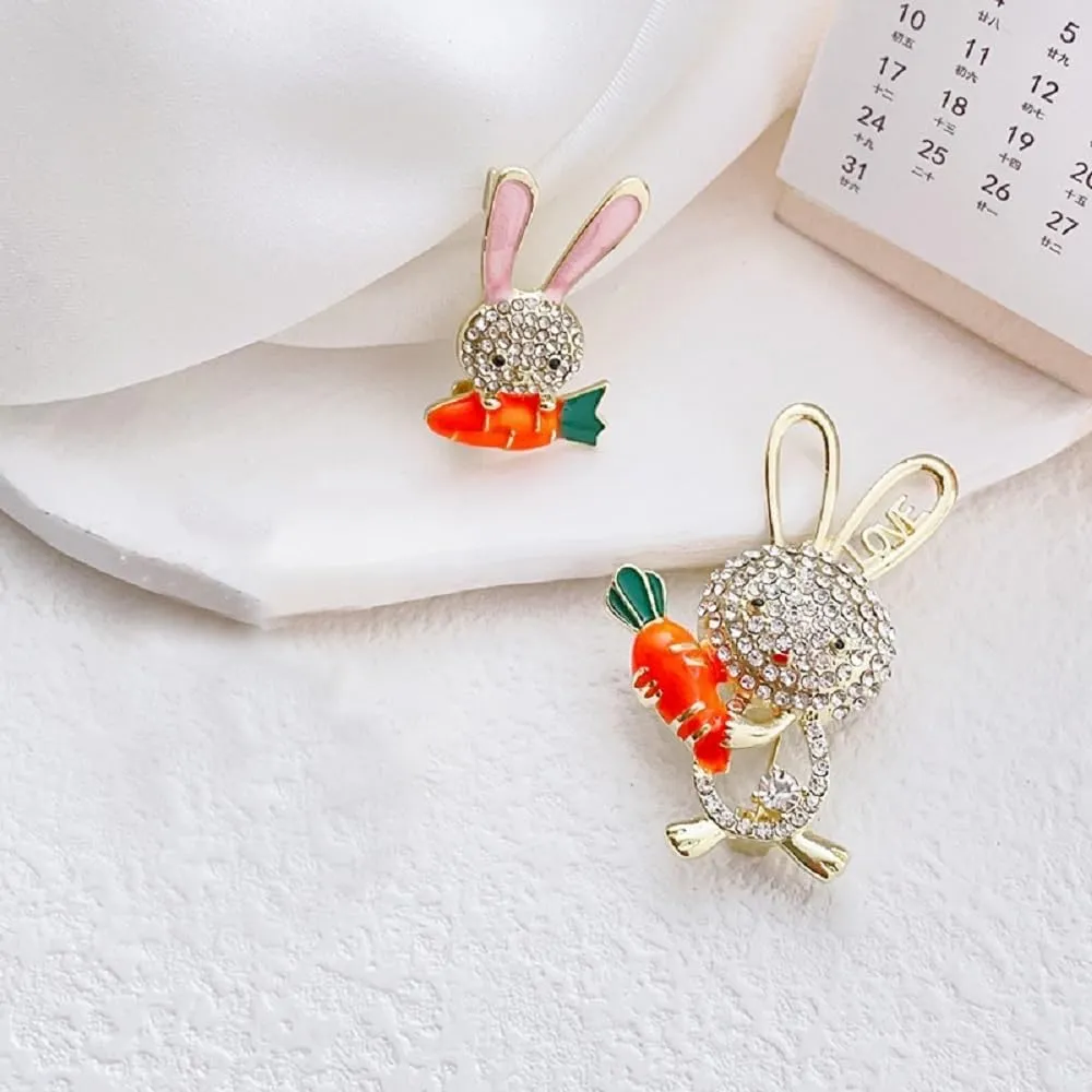 Happy Easter Rabbit Brooch Pins Cute Bunny Brooches Set Easter Spring Holiday Enamel Lapel Pin Rabbit Brooch for Backpack Jacket