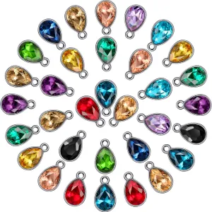Hicarer 52 Pieces Water Drop Pendants Crystal Beads Pendants Charms Rhinestone Teardrop Jewelry Findings for Women DIY Necklace Jewelry Making, 7 x 10 mm, 13 Colors