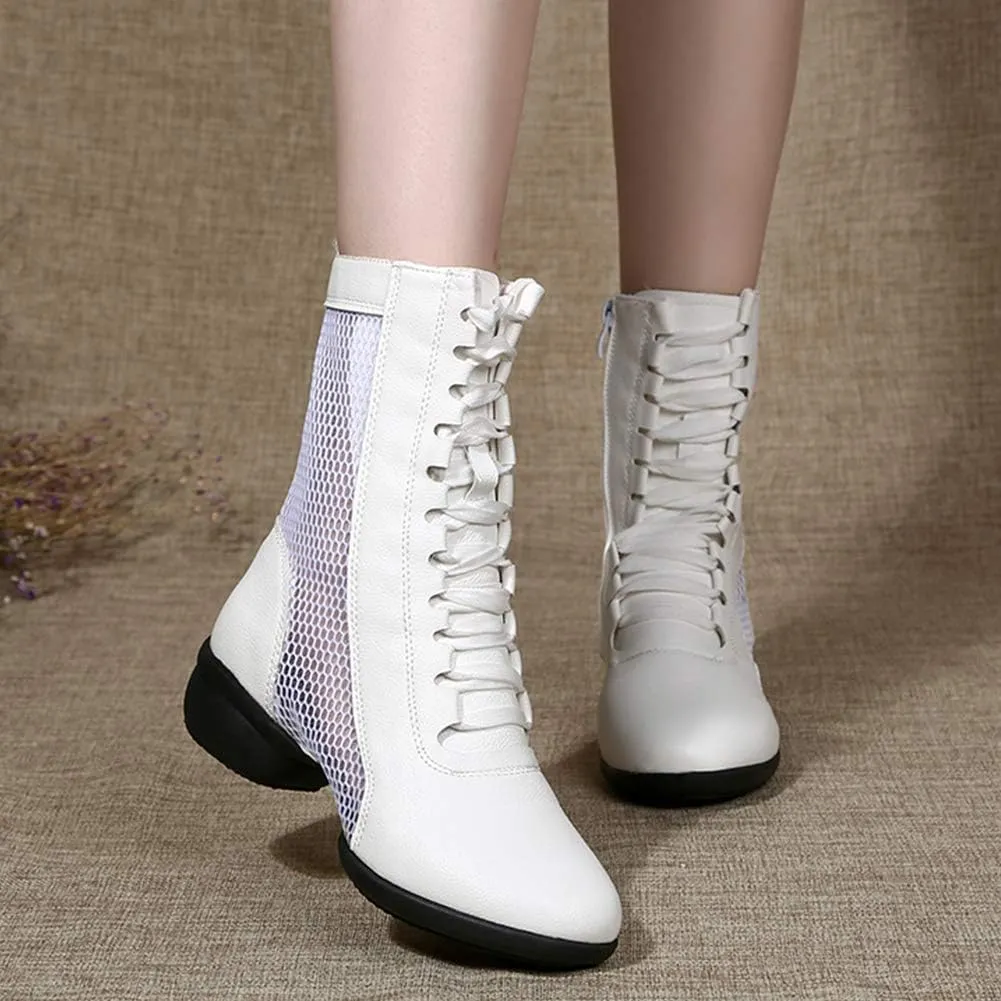 HIPPOSEUS Women High Top Jazz Dance Sneaker Split Sole Jazz Dance Boots,Model YMJ