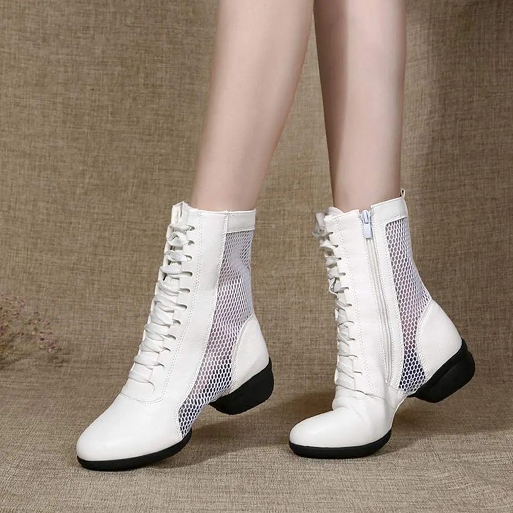 HIPPOSEUS Women High Top Jazz Dance Sneaker Split Sole Jazz Dance Boots,Model YMJ