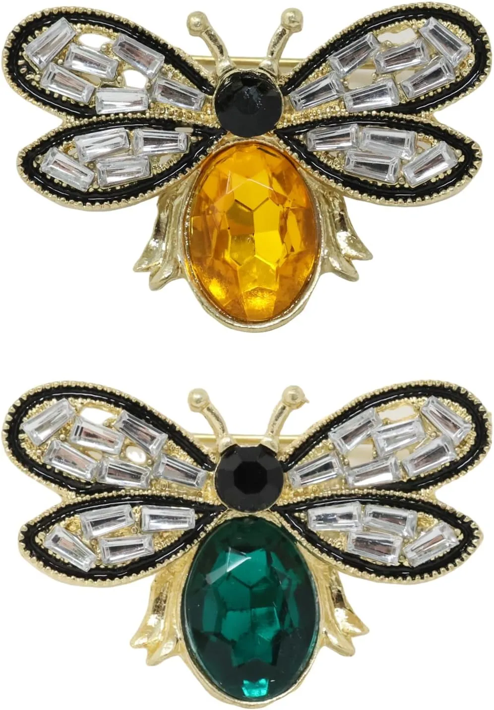 Honbay 2PCS Alloy Crystal Bee Brooch Pins Vintage Cute Animal Honey Bee Brooches Bee Breastpin Lapel Pins Hat Scarf Shawl Sweater Cardigan Clips