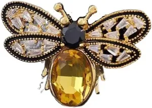 Honey Bee Brooch,Honeybee Animal Lapel Pins for Women,Crystal Insect Brooches Pin Corsages Scarf Clips,brooches and pins for Women(Yellow)