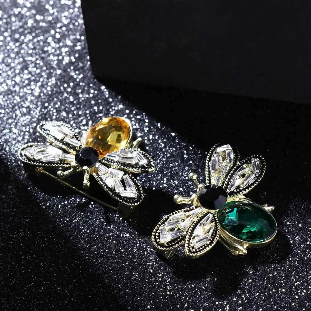 Honey Bee Brooch,Honeybee Animal Lapel Pins for Women,Crystal Insect Brooches Pin Corsages Scarf Clips,brooches and pins for Women(Yellow)