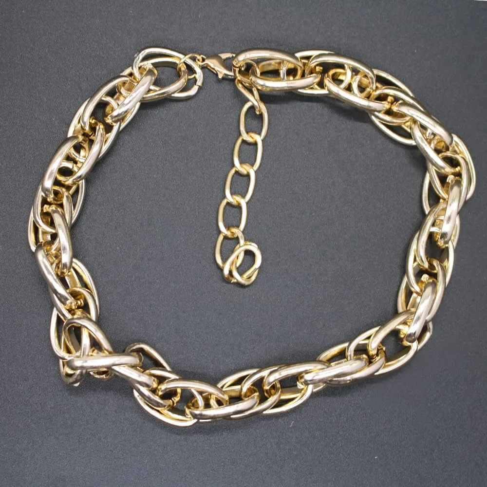 HSQYJ Metal Ball Pendant Chunky Choker Necklace Punk Multi-Strand Link Chain Statement Collar Necklaces Fashion Jewelry for Women Gift Gold Plated