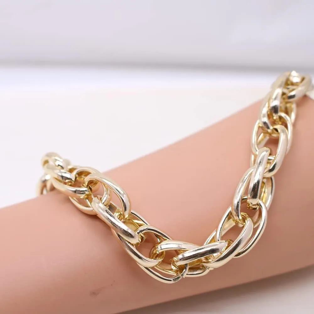 HSQYJ Metal Ball Pendant Chunky Choker Necklace Punk Multi-Strand Link Chain Statement Collar Necklaces Fashion Jewelry for Women Gift Gold Plated