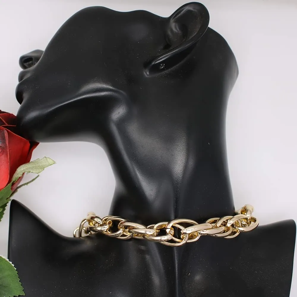 HSQYJ Metal Ball Pendant Chunky Choker Necklace Punk Multi-Strand Link Chain Statement Collar Necklaces Fashion Jewelry for Women Gift Gold Plated