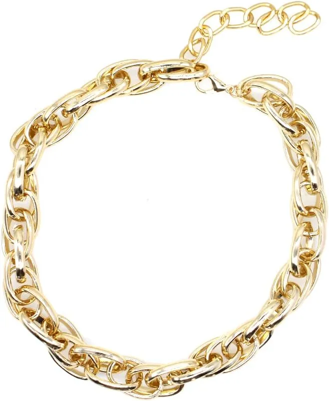 HSQYJ Metal Ball Pendant Chunky Choker Necklace Punk Multi-Strand Link Chain Statement Collar Necklaces Fashion Jewelry for Women Gift Gold Plated