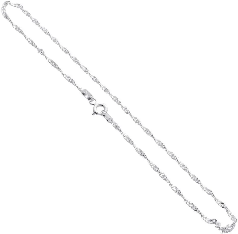 Italian 925 Sterling Silver Singapore Foot Chain & Clasp Anklet Ankle Bracelets