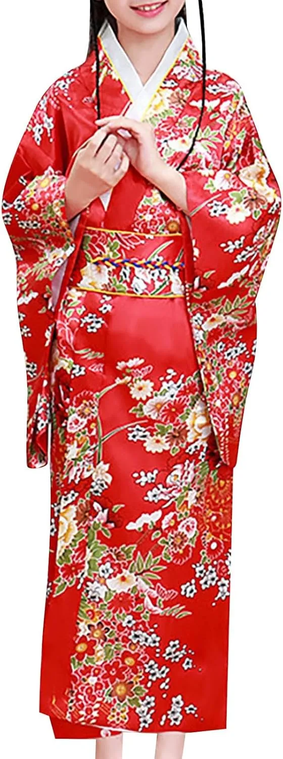 Japanese Kimono for Kids Baby Girls Clothes Outfits Long Sleeve Robe Japanese Traditional Clothes Toddler Girl Outfit