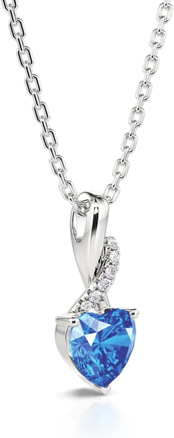 Jeulia Personalized Birthstone Necklaces for Women - Sterling Silver Heart Cut Twist Infinity Pendant Perfect Birthday or Christmas Holiday Gift Delivered in a Gorgeous Jewelry Box (16   2 inch Chain)