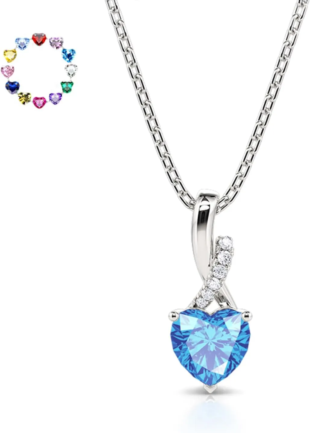 Jeulia Personalized Birthstone Necklaces for Women - Sterling Silver Heart Cut Twist Infinity Pendant Perfect Birthday or Christmas Holiday Gift Delivered in a Gorgeous Jewelry Box (16   2 inch Chain)