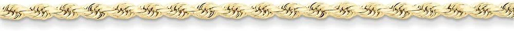 JewelryWeb 10k Yellow Gold Solid 2.75mm Handmade Sparkle Cut Rope Chain Anklet 9 Inch Lobster Claw-Anklet for Women and Men