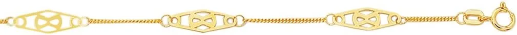 JewelryWeb 14k 9 Yellow Gold Shiny Adjustable Twisted Bar Fancy Anklet With Spring-Ring Clasp 10 Inch-Anklet for Women