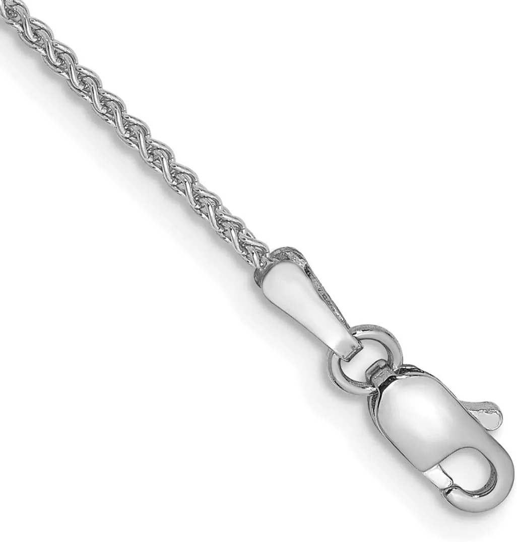 JewelryWeb 14k White Gold Solid Lobster Claw Closure 1.25mm Spiga Chain Ankle Bracelet Anklet for Women and Men