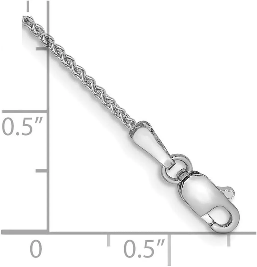JewelryWeb 14k White Gold Solid Lobster Claw Closure 1.25mm Spiga Chain Ankle Bracelet Anklet for Women and Men