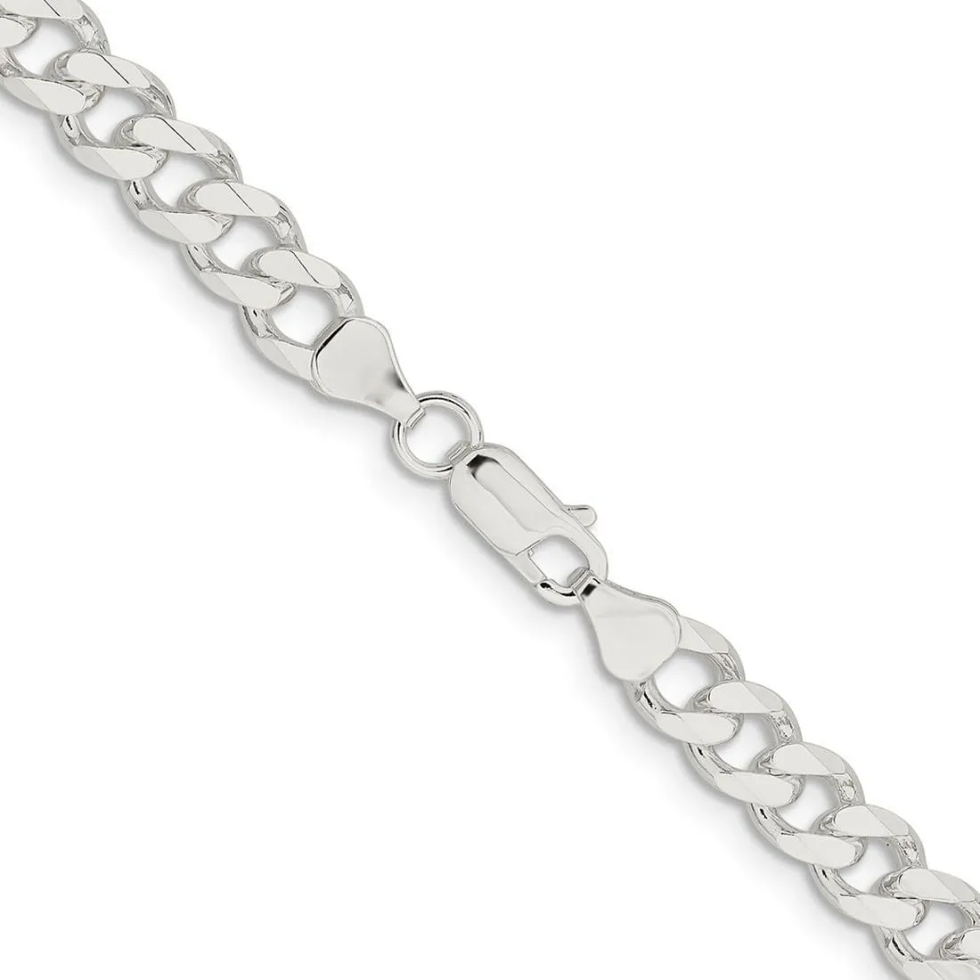 JewelryWeb 925 Sterling Silver 7.5mm Curb Chain Bracelet Link-Bracelet for Women and Men