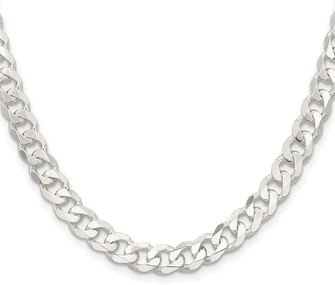 JewelryWeb 925 Sterling Silver 7.5mm Curb Chain Bracelet Link-Bracelet for Women and Men