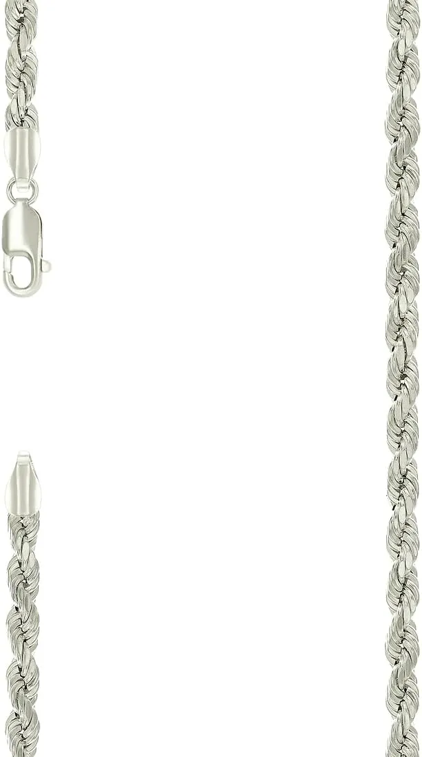 JewelryWeb 925 Sterling Silver Hollow Rope Chain-Silver 4.8mm Anklet-Anklet for Women and Men
