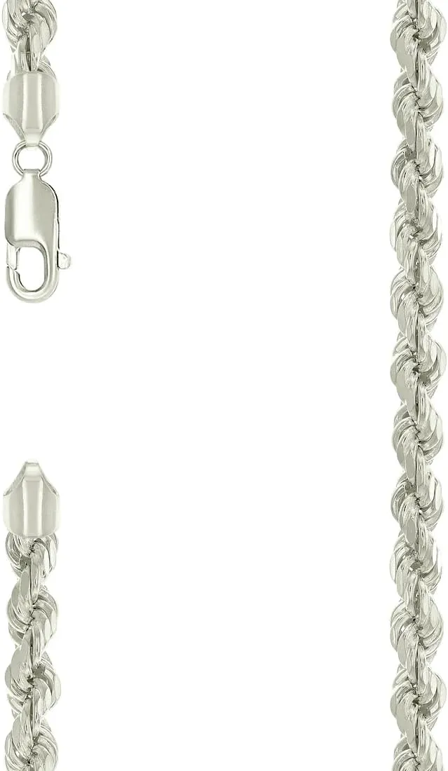 JewelryWeb 925 Sterling Silver Hollow Rope Chain-Silver 5.3mm Anklet-Anklet for Women and Men