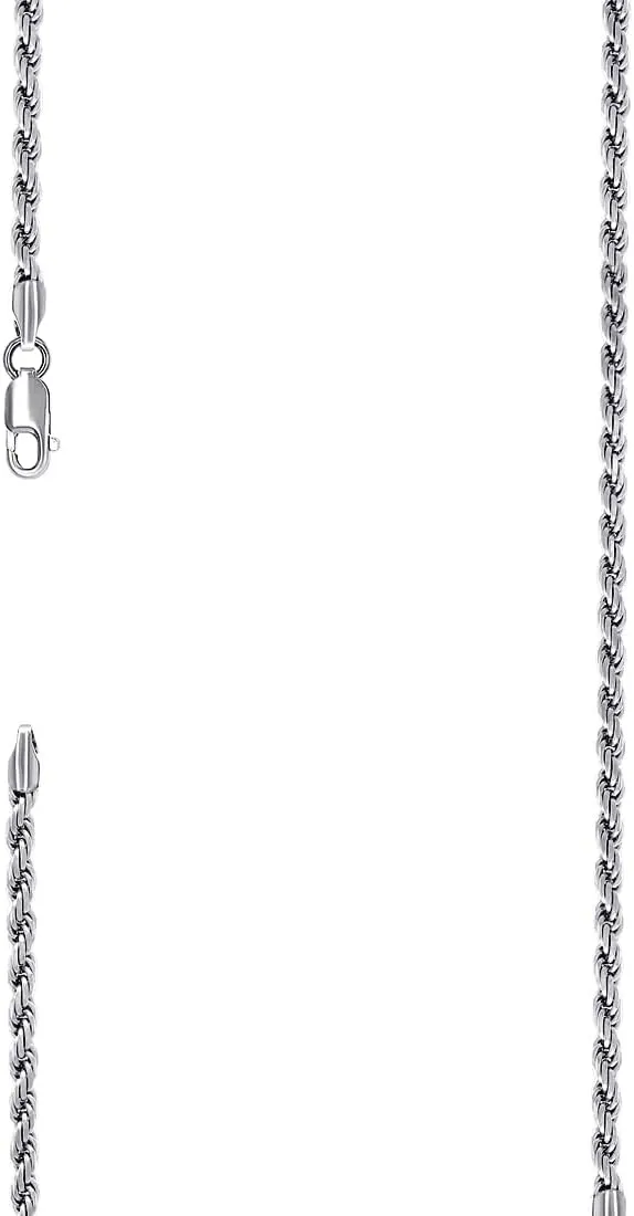 JewelryWeb 925 Sterling Silver Solid Rope Chain Rhodium 3mm Anklet-Anklet for Women and Men