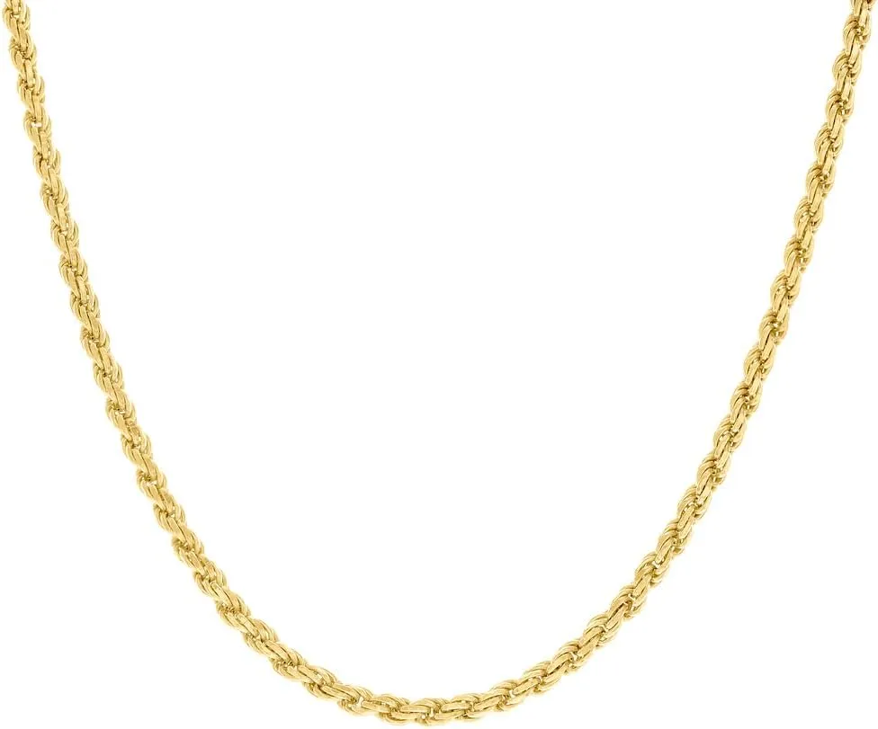JewelryWeb 925 Sterling Silver Solid Rope Chain Yellow 3.5mm Anklet-Anklet for Women and Men