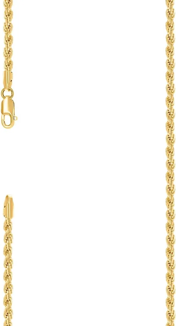 JewelryWeb 925 Sterling Silver Solid Rope Chain Yellow 3.5mm Anklet-Anklet for Women and Men