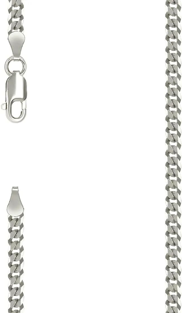JewelryWeb 925 Sterling Silver Solid Super Flat Comfort Curb Chain-Silver 3mm Anklet 9 Inch-Anklet for Women and Men