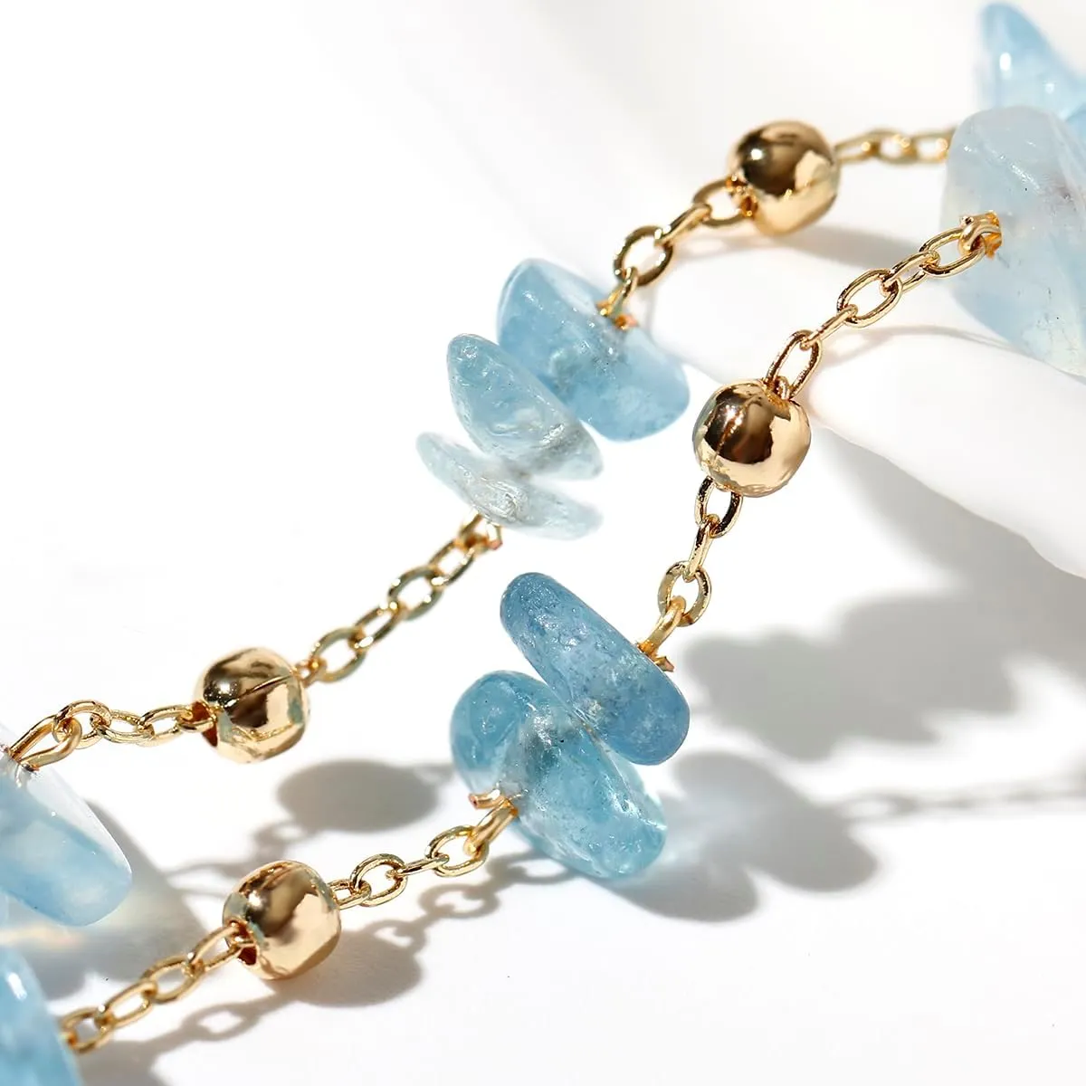 Jewever Chip Tumbled gems Bracelets for Women Copper Plated 14k Gold Chain Healing Crystals and Gemstones Bracelet Birthday Stone Gifts