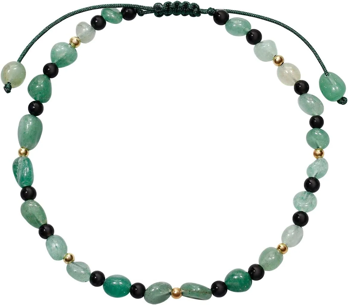 Jewever Natural Gemstones Healing Crystals Anklet Stones Ankle Bracelets for Women Reiki Worry Stone Yoga Meditation Balance Summer Beach Foot Jewelry (8.5"-10")