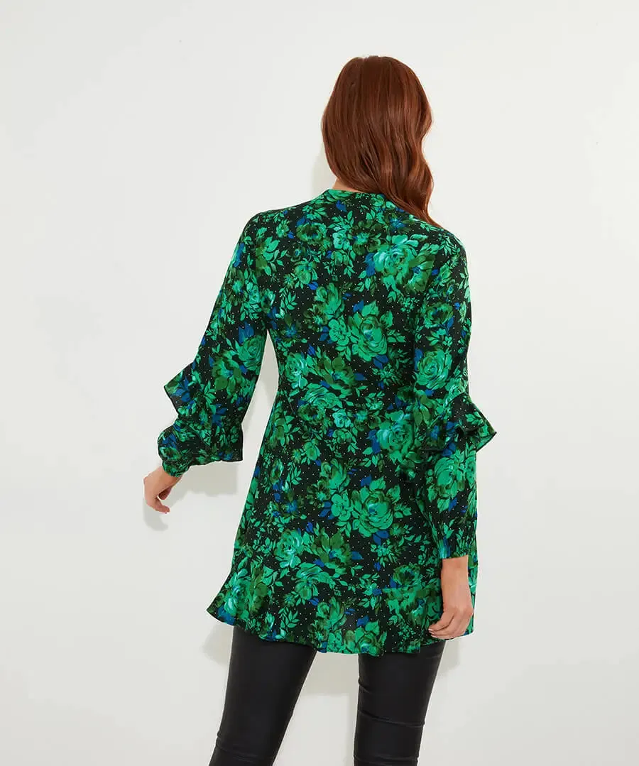 Joe Browns 14 Green Winter Florals Tunic Dress