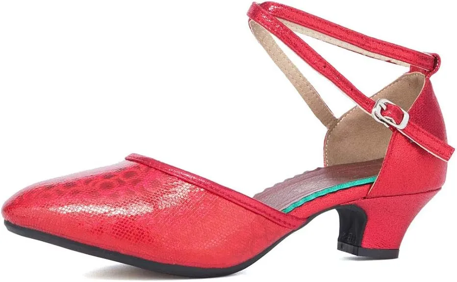 JUODVMP Closed Toe Salsa Dance Shoes for Women Ballroom Latin Character Dance Shoes,DY113