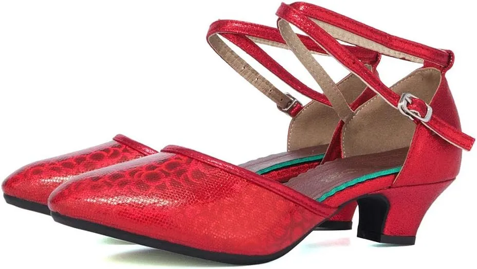 JUODVMP Closed Toe Salsa Dance Shoes for Women Ballroom Latin Character Dance Shoes,DY113