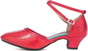 JUODVMP Closed Toe Salsa Dance Shoes for Women Ballroom Latin Character Dance Shoes,DY113