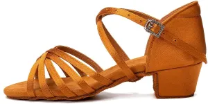 JUODVMP Girls Latin Dance Shoes Satin Ballroom Tango Salsa Practice Party Ballroom Dance Shoes