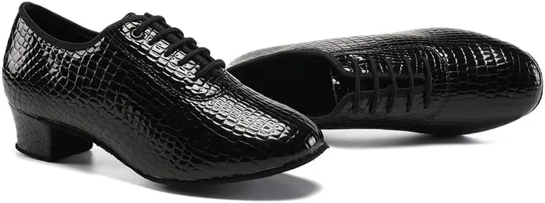 JUODVMP Women Ballroom Dance Shoes Leather Lace-up Latin Modern Salsa Dance Practice Teaching Performance Model STW